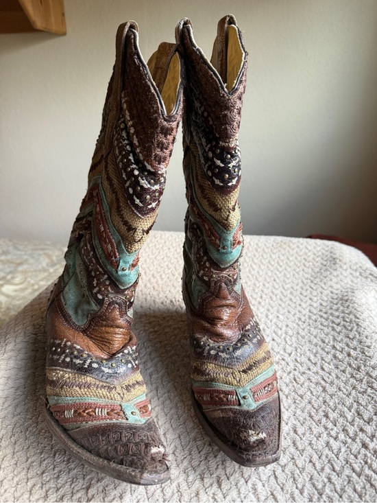 Corral Boots Shoes - Women’s Multicolor Lace-Up Western Boots - Brown & Aqua